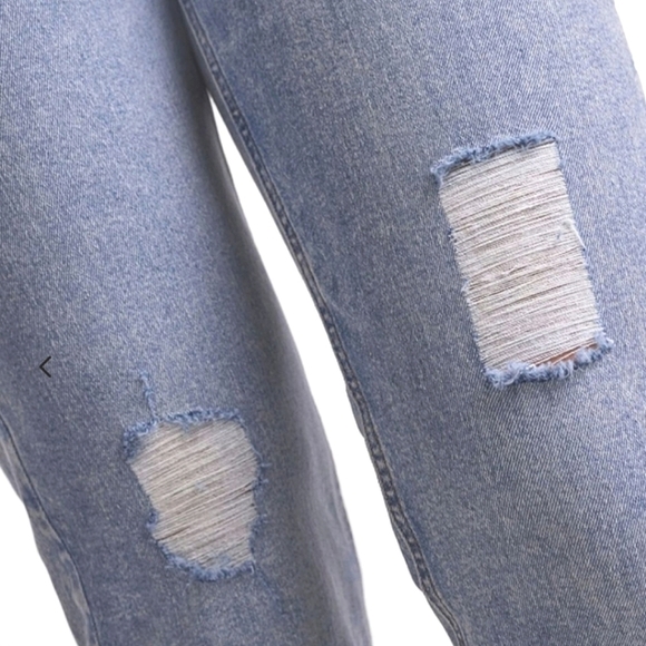 ⭐️PIECES HIGH WAISTED MOM JEANS "PCKESIA" DISTRESSED LIGHT WASH XS - Picture 4 of 11